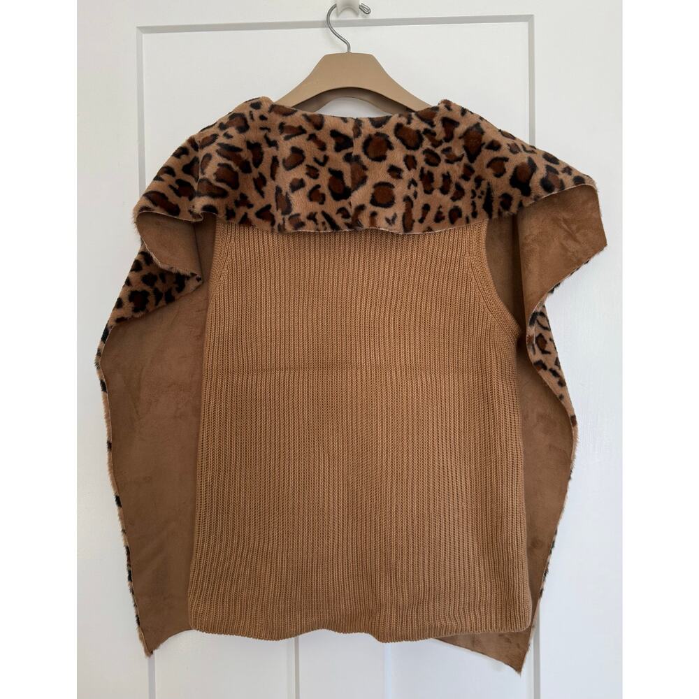 Kate and Sam Faux Fur Vest Size LARGE Brown Black Animal Print - Picture 2 of 7